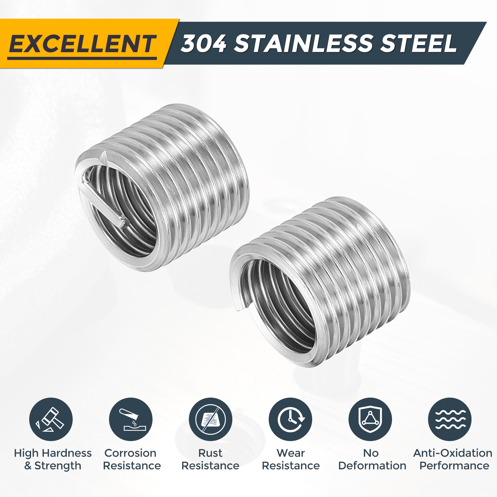 Uxcell 50pcs Wire Thread Inserts M12 x 1.75 x 1.5D Metric Helical Threaded Sleeve