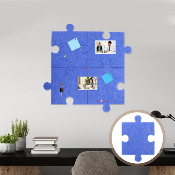 MLINS  4 Pcs Felt Board Wall Sticker Cork Tile Corkboard Child Office Blue