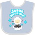 thumbnail image 3 of Inktastic Jesus Loves Me Cute Lamb and Stars Boys or Girls Baby Bib, 3 of 4