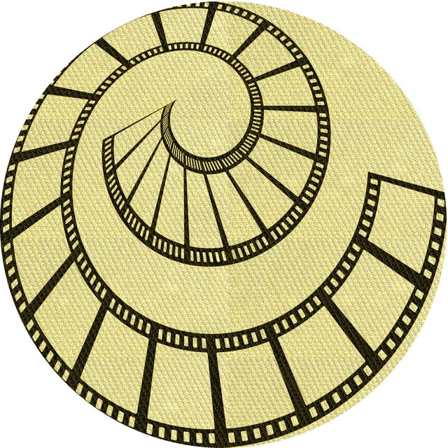 Ahgly Company Tapis Rond Lavable en Machine Intérieur Transitionnel Jaune Soleil, 8 Pieds Rond