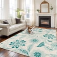 thumbnail image 3 of Abstract Ethnic Flower Washable Living Room Rugs 8'x10', Vintage Green Pattern Low Pile Throw Large Area Rug Non-Slip Sturdy Edge Binding Carpet for Bedroom Dining Room Office, 3 of 9