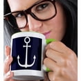 thumbnail image 2 of 3dRose, White color anchor on dark blue, navy background. Naval design, 15oz Two-Tone Green Mug, 2 of 7