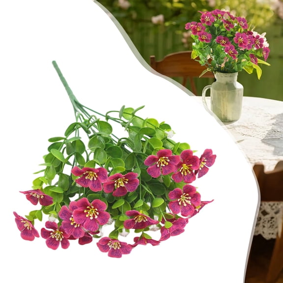 Faux Flowers, Artificial Petunia Bouquet Hanging Vine Flowers Fake Petunia Stems for Outdoor Spring Decor Realistic Multicolor Maintenance-Free Porch Patio Accents Red 1Pcs