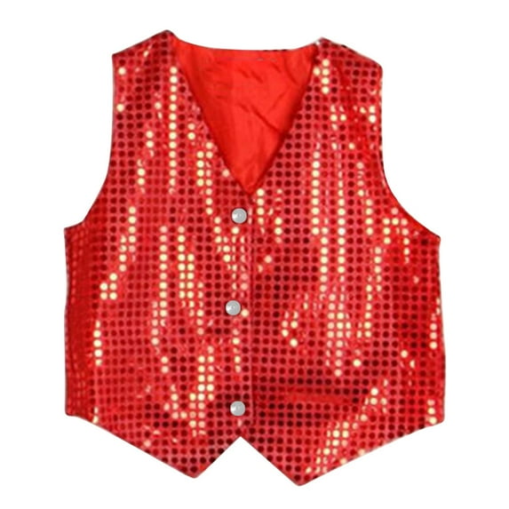 Boys Girls Sequined Vest Waistcoat Hip-hop Dance Party Street Show Costume