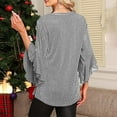 thumbnail image 5 of Nfurl Women's Sparkly Sequin Tops Trendy Ruffle Flare 3/4 Sleeve V Neck Glitter Tops Dressy Party Club Shirts Trendy Evening Concert Shirt Silver XL, 5 of 7