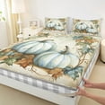 thumbnail image 3 of Manfei Autumn Harvest Pumpkin Bed Sheets,Brown Maple Leaves King Sheets,Geometry Checkered Sheet Set,Lightweight Room Decorative,4 Pieces, 3 of 7