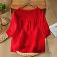 thumbnail image 4 of Lpmadey Floral Embroidered Tops for Women 3/4 Sleeve Boho Vacation Dressy Casual Shirts V Neck Tunic Tshirt, 4 of 7