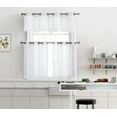 thumbnail image 3 of THD Serena Faux Linen Textured Semi-Sheer Grommet Window Valance Topper for Kitchen & Basement Windows- 54 W x 18 L, 3 of 31