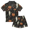 thumbnail image 2 of FORMRS Kids Short Sleeve Top and Pants Pajama Set Unisex Satin 2-Piece Sleepwear, Sizes 11-12Y, Autumn Ghost Pattern, 2 of 8