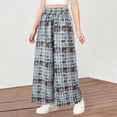 thumbnail image 2 of Guluxicc Kids Girls Wide Leg Pants Plaid Printed Comfy Cotton Loose Elastic Waist Summer Palazzo Pants for 1-13 Years, 2 of 7