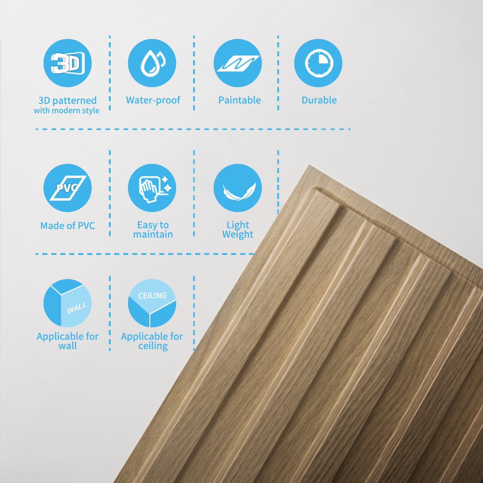 Art3d 24" x 48" Walnut PVC Drop Ceiling Tile 96 sq ft Coverage Area 12 Count