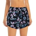 thumbnail image 2 of Xecao's Love Butterflies for a double-layer running short for women, perfect for gym, tennis, and more, featuring a convenient pocket., 2 of 9