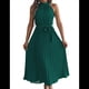 thumbnail image 1 of Vestido de Cóctel Midi Plisado con Cuello Halter, Sin Mangas y Corte en A para Mujer, para Playa y Sol (Verano 2025) Verde L, 1 of 10
