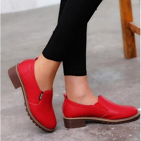XDDST Womens Shoes Casual Flat Ladies Boots Womens Shoes Platform Round Head Fashion Short Womens Boots Red