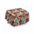 thumbnail image 1 of Floral Ottoman Cover, Romantic Bouquet Design, 2 Piece Slipcover Set with Ruffle Skirt for Square Round Cube Footstool Decorative Home Accent, Standard Size, Multicolor, by Ambesonne, 1 of 5