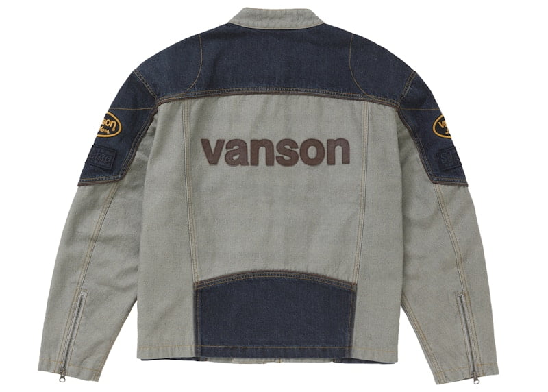 Supreme Men's Vanson Leathers Cordura Cotton Jacket Denim, from