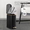 thumbnail image 4 of Bathroom Trash Can with Soft-Close Lid 3.5 Gallon Stainless Steel Garbage Can with Removable Inner Bucket Slim Trash Bins for Bedroom Office (Matte Black), 4 of 7