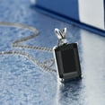 thumbnail image 2 of Gem Stone King 925 Silver Black Onyx and White Moissanite Pendant Necklace for Women (6.62 Cttw, Gemstone December Birthstone, Emerald Cut 14X10MM, with 18 inch Silver Chain), 2 of 4