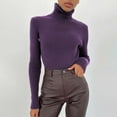 thumbnail image 2 of MESSUEN Turtleneck Sweater Women Cozy Sweaters for Women Warm Sweaters for Women Basic Tops for Woman Women Winter Sweaters Women's Summer Tops Womens Tops Casual Purple One Size, 2 of 8