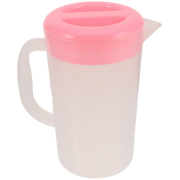 Contenedor de almacenamiento de bebidas de gran capacidad jarra resistente al calor jarra de plástico jugo de plástico tetera de tetera para el hogar con tapa (rosa)