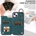 thumbnail image 4 of Dteck Case for iPhone 15 Plus,Magnetic Clasp Luxury PU Leather Card Slots Stand Durable Shockproof Case Back Wallet Flip Cover with Ring Buckle Cover,Green, 4 of 10