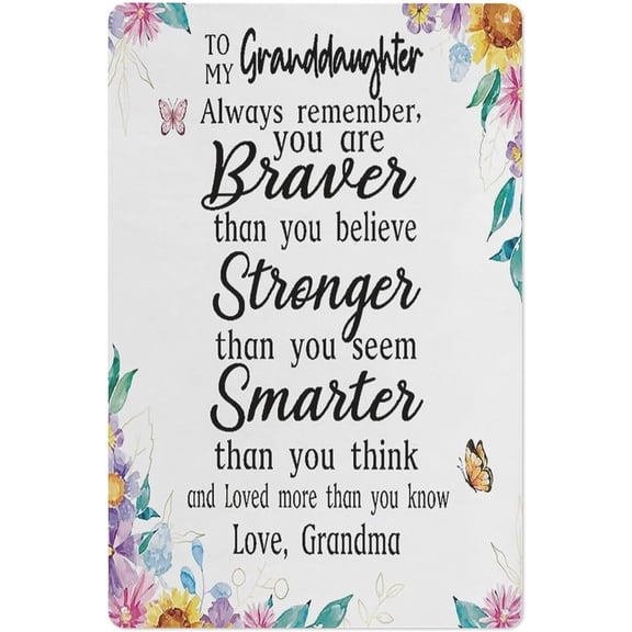 Inspirational Metal Tin Sign Wall Art Plaque, To My Granddaughter, 8x12 Inch, Home Office Bedroom Dorm Decor, Birthday or Graduation Gift