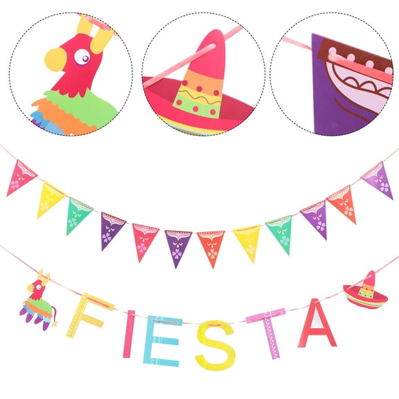 SASABAXI Mexican Fiesta Party Supplies Multi 2Pcs 7.1x5.1in Paper Flag Decoration