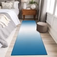 thumbnail image 4 of 2'x6' Rug Runners for Hallways Kitchen, Blue Ombre Non Slip Entryway Beside Floor Carpet Runner, Blue White Gradient Modern Abstract Art Washable Laundry Room Bedroom Throw Rugs Mat for Family Pet, 4 of 8