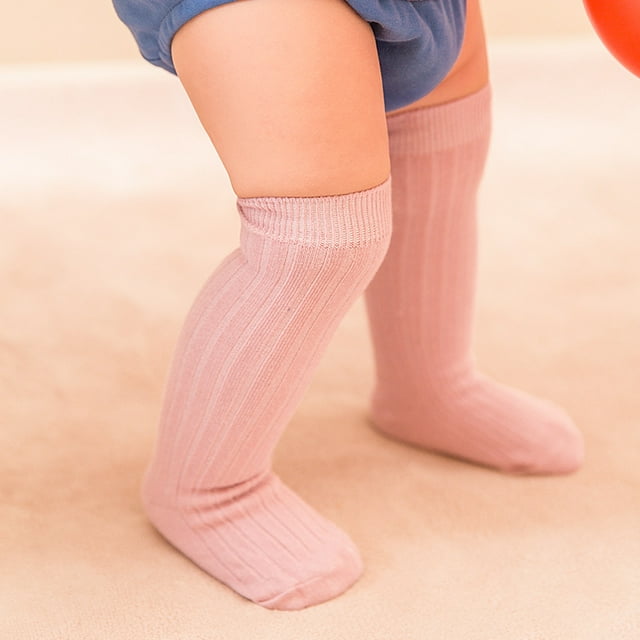 ITFABS Chaussettes Monochromes pour Bébé, Douces pour la Peau, Hauteur Genou, Bas Doux