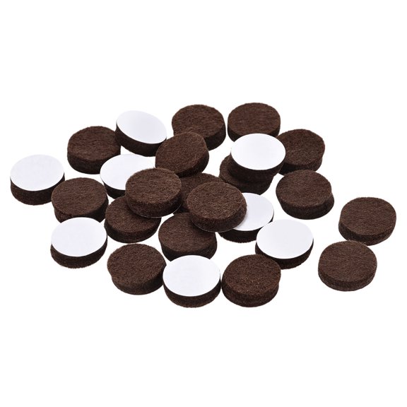 Uxcell Felt Furniture Pads 15mm Dia 5mm Thick Self Adhesive Floor Protectors, Brown 25Pcs