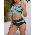 thumbnail image 2 of Niusricy Women 2 Pieces Bikini Swimsuits S-XXL Ladies Fashion Sexy Swimwear Ethnic Style/Stripe/Tie-Dye/Animal Pattern Padded Bra Thong Bottoms Beach Bathing Suit Set for Vacation, 2 of 7
