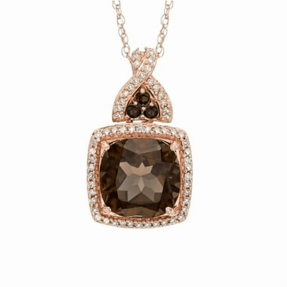 Cushion Cut Brown Diamond Pendant Necklacein 14K Rose Gold Vermeil halo Diamond Necklaces For Women