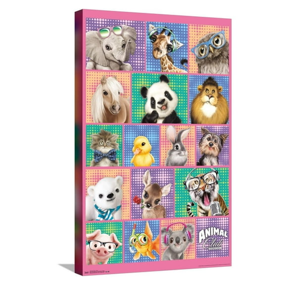 Animal Club - Group Canvas Wall Poster, 14.725" x 22.375"