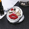 thumbnail image 5 of Red Lips Lipstick Bag Pattern Double-sided Makeup Mirror Folding Mirrors Crystal Pocket Magnifying Compact Mirror Party Favors (Moonlight), 5 of 7