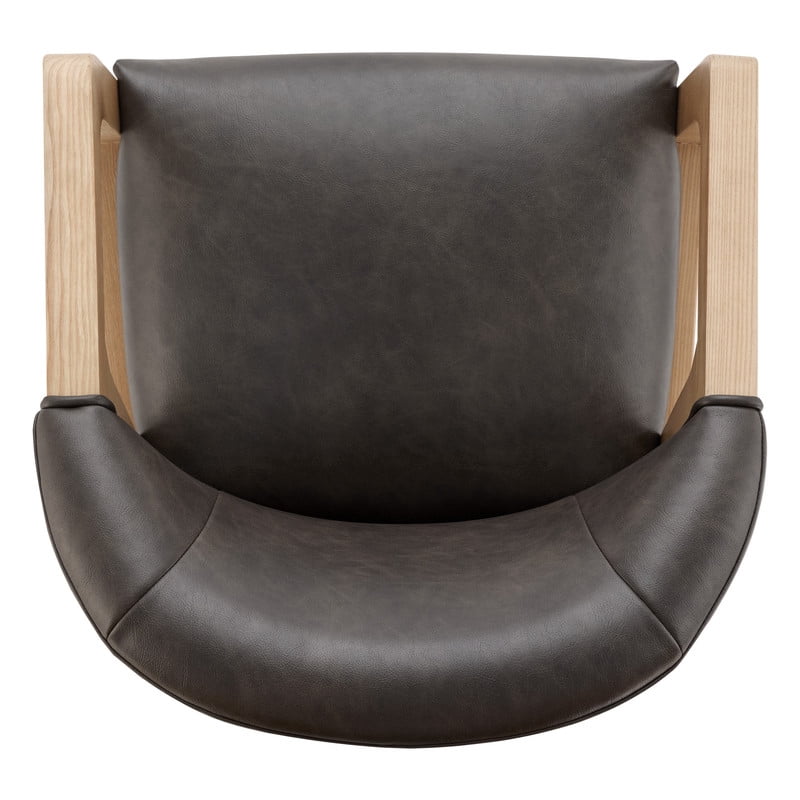 Spruce & Spring Leather Counter Stool with Exposed Wood Indoor Faux Leather Stool