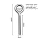 thumbnail image 2 of Juego de 12 pernos de anilla M6 x 70 mm de acero inoxidable 304 - Varillas roscadas de anilla como piezas de fijación ideales para colgar artículos en jardines o industrias, 2 of 5