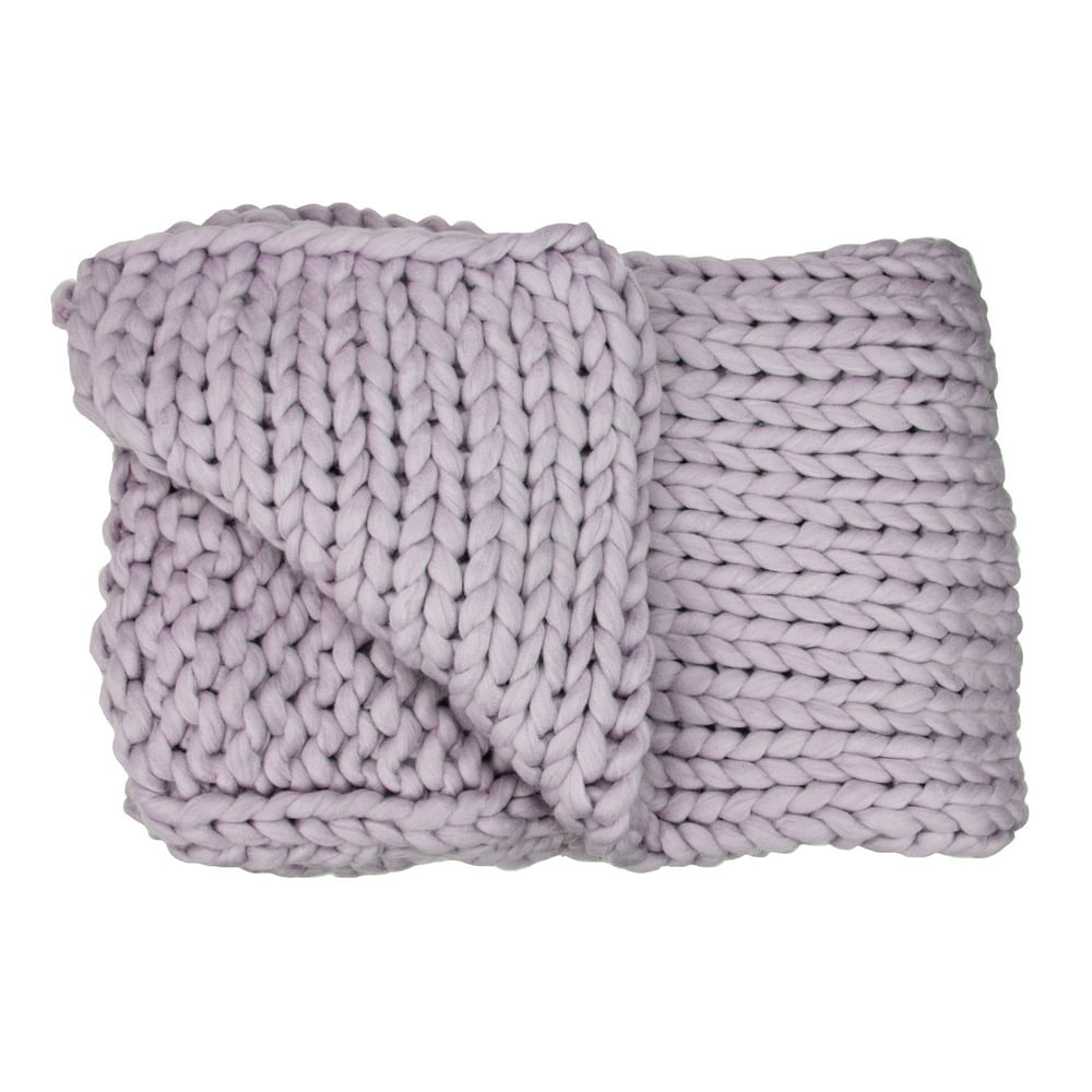 Northlight 50" x 60" Cable Knit Plush Throw Blanket Light Purple