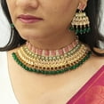 thumbnail image 3 of Efulgenz Indian Kundan Crystal Faux Pearl Bollywood Traditional Gold Tone Wedding Choker Necklace Earrings Maantikka Jewelry set, 3 of 5