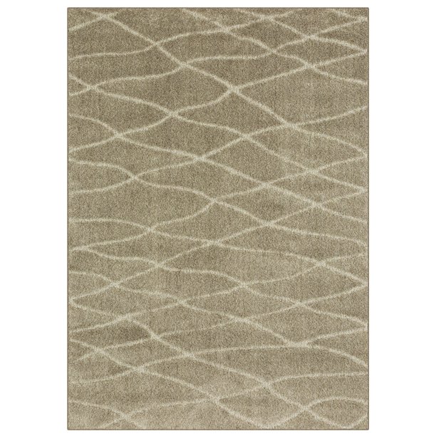 Mainstays Geometric Diamond Carved Tan Area Rug, 7x10