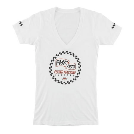 FMF APPAREL Flat Track V-Neck T-Shirt White L 