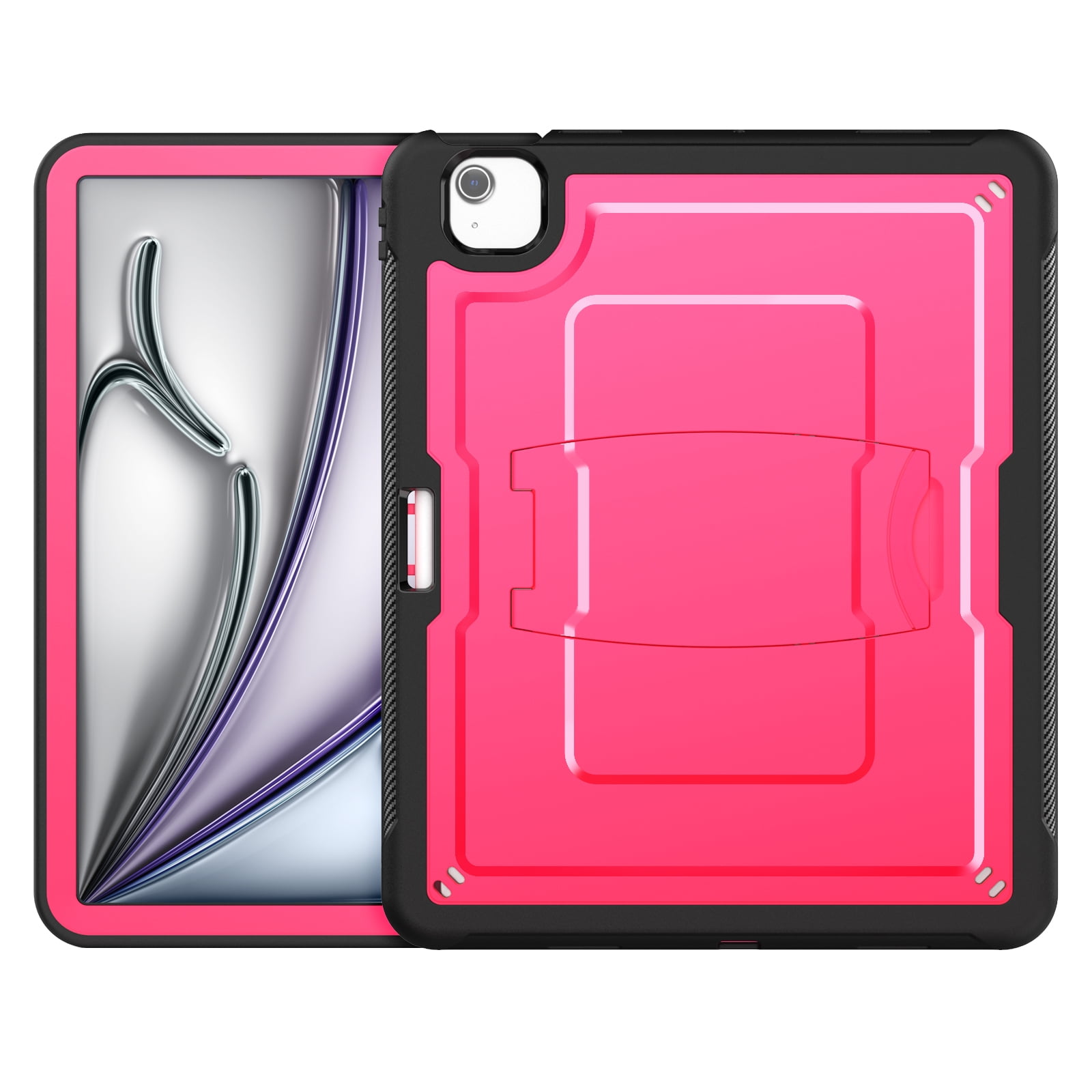 Allytechgroup Case for Apple iPad Air 13 Inch M2 2024 with Pencil Holder/ Support Pencil 2nd & Magnetic Attachment Wireless Charging Kickstand Hard PC + Soft TPU Shockproof Stand Rugged Cover, Rose