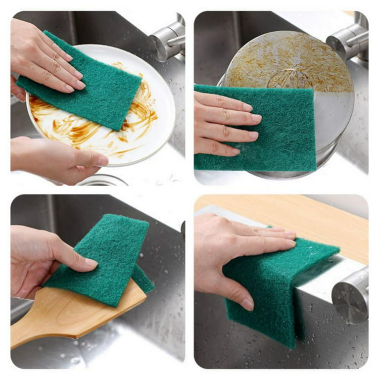 5/10/20/30PCS Scrub Sponges for Dishes Non-Scratch Microfiber Sponge Non  Stick Pot Cleaning Sponge Brush Kitchen Housework Tools