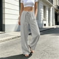 thumbnail image 6 of Vynhevius Women's Solid Pants Drawstring Elastic Waist Wide Leg Pockets Loose Casual Trousers, 6 of 6