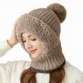 thumbnail image 2 of Bfantian 3-in-1 Winter Beanie with Ear Flaps Neck Warmer & Face Mask - Cozy Fleece-Lined Knit Hat for Women Perfect for Outdoor Cycling, 2 of 2