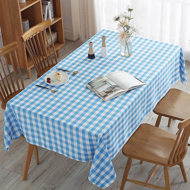 Manteles con bandera a cuadros de plástico Premium azul y blanco, cubiertas para mesa de Picnic, manteles para fiesta (1,2*1,2 m)