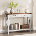 thumbnail image 1 of Yiwa Industrial Farmhouse Console Table, 43" Entryway Table with Storage Drawers, Lower Shelf & Metal Frame, 1 of 4