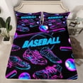thumbnail image 2 of Homewish Neon Baseball Shose Twin Sheet Sets for Boys, Black Fuchsia Twin Fitted Sheet, Modern Sports Theme Flat Sheet, Lightweight Room Decor, 3pcs, 2 of 7