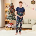 thumbnail image 2 of Odeerbi Christmas Pajamas for Family Holiday Short Sleeve Family Christmas Pajamas Matching Sets Dad Casual Print Top with Bottom Outfits Home Wear Sleepwear Family Matching PJs Set Blue, 2 of 7