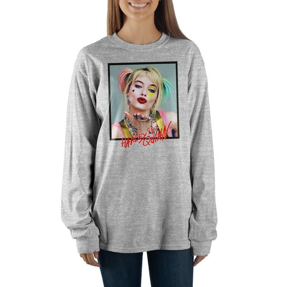 Juniors' Birds of Prey Harley Quinn Long Sleeve T-Shirt-Small