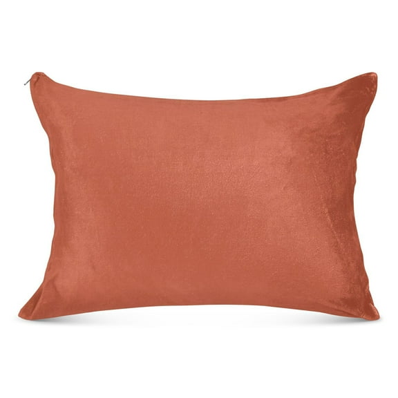 Plush Pillow Cases Standard Size Ultra Soft Warm Pillowcases with Zipper Rust Red 20"x26"